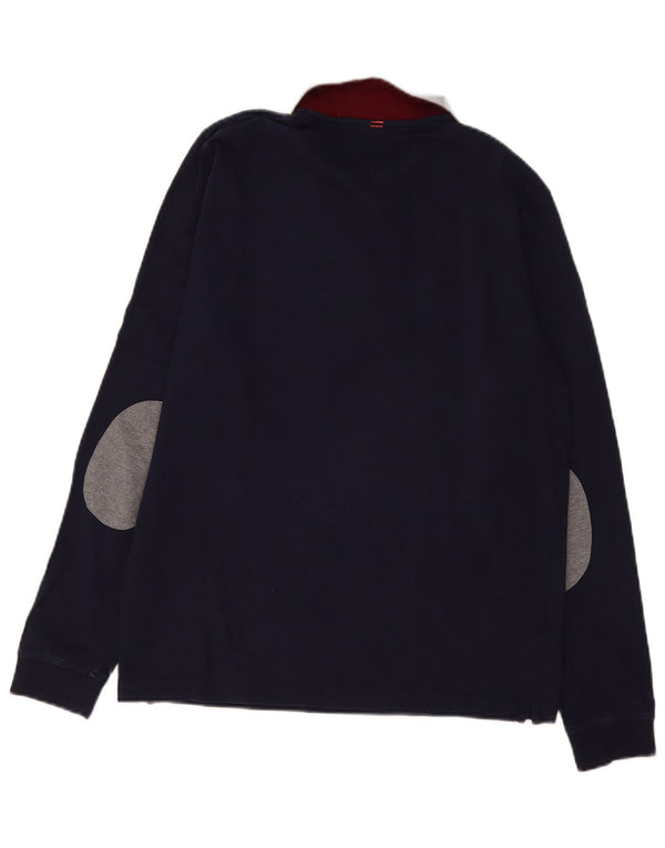 Sun68 Polo de manga larga para hombre XL Algodón color block azul marino