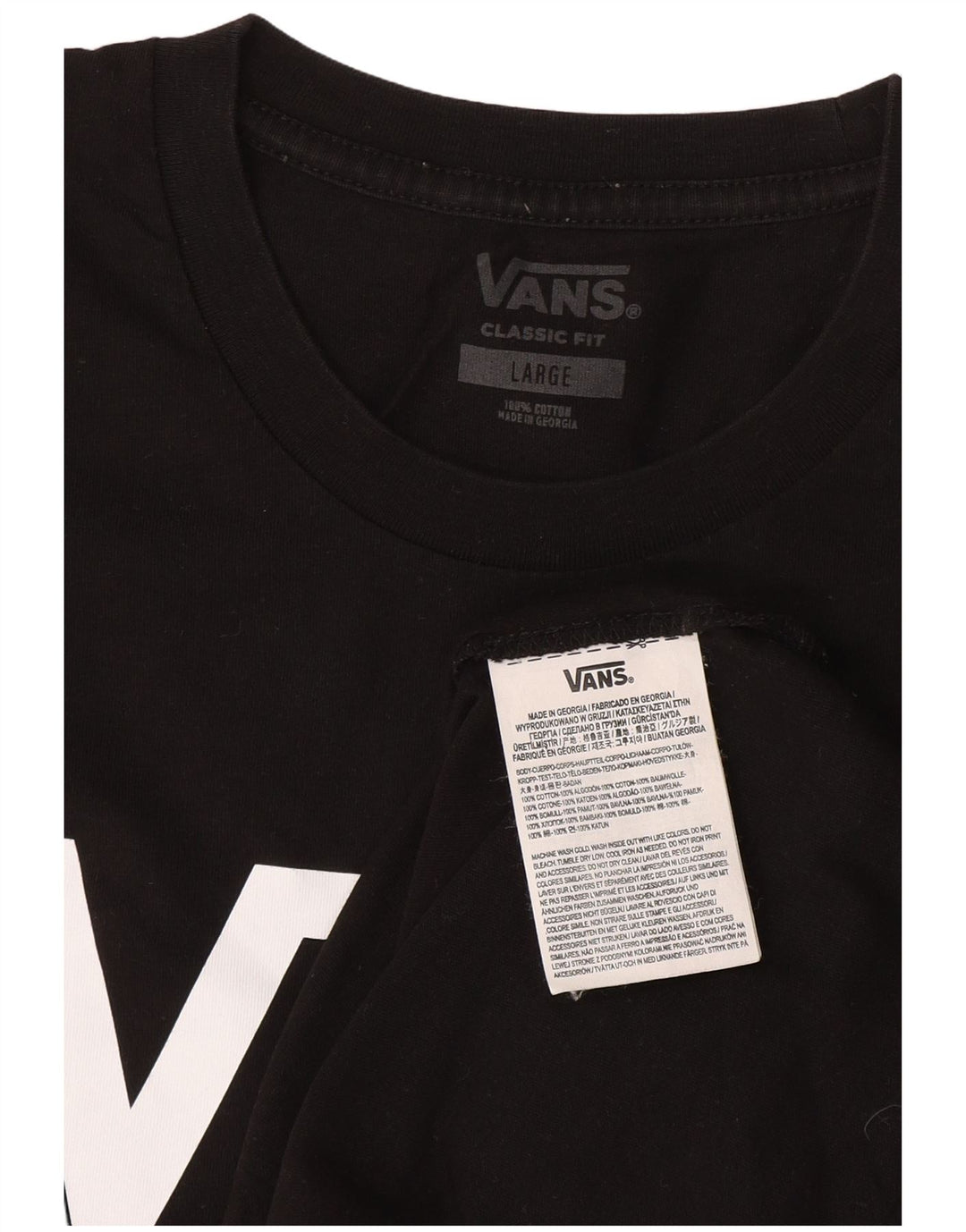 Vans Camiseta con gráfico de corte clásico para hombre, talla grande, algodón negro