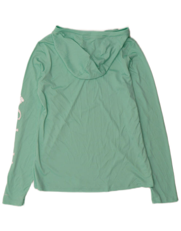 Columbia Top gráfico con capucha para mujer, manga larga, UK 40, poliéster verde pequeño
