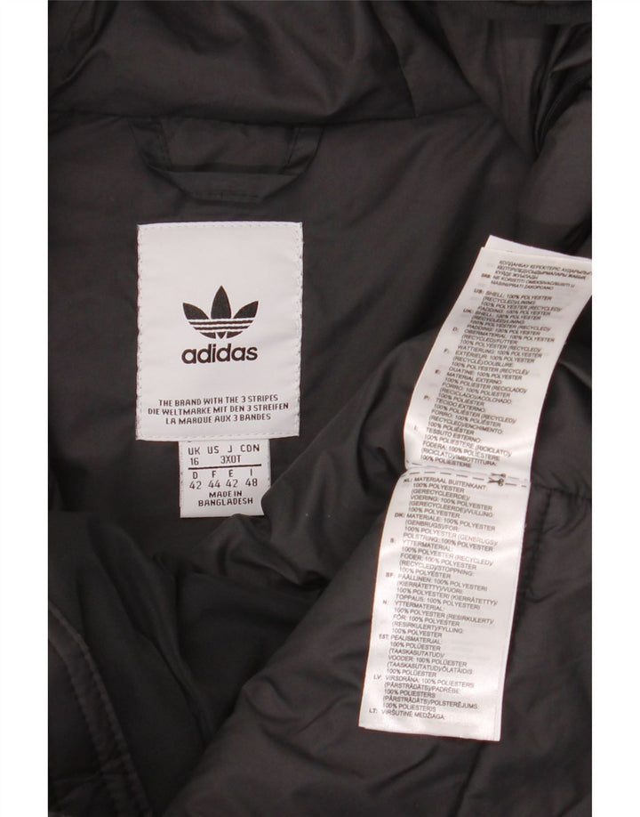 Adidas Chaqueta acolchada con capucha para mujer UK 46 Grande Poliéster negro