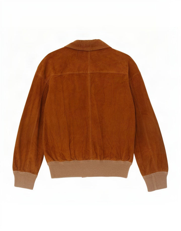 Vintage hombres ante chaqueta Reino Unido 12 medio beige colorblock