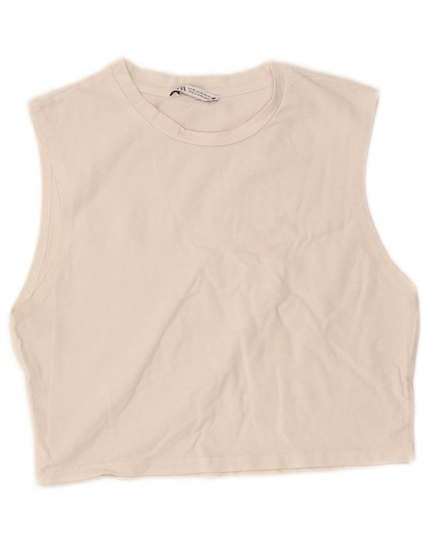 Zara Mujer Crop Vest Top UK 40 XL Blanco