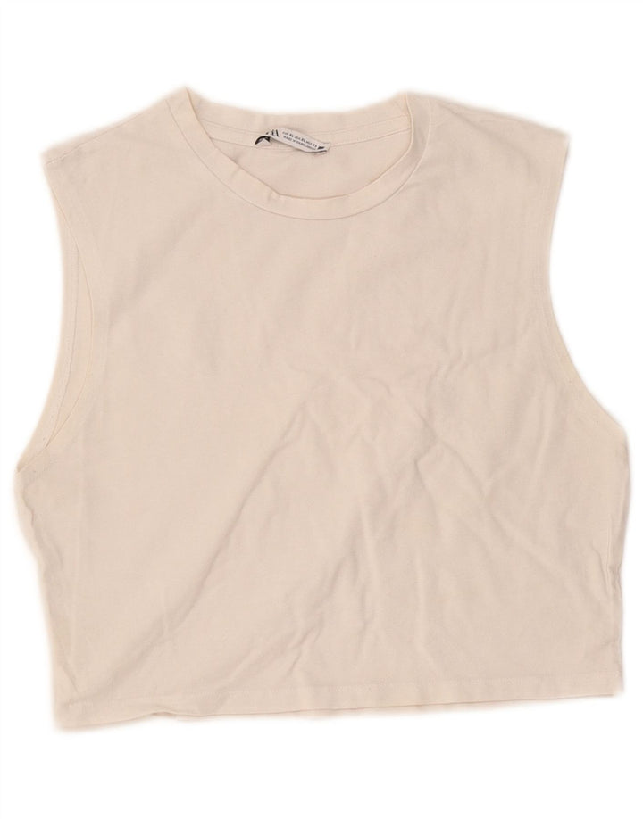 Zara Mujer Crop Vest Top UK 40 XL Blanco