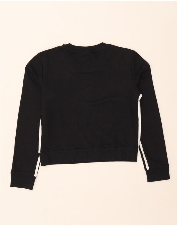 Adidas Mujer Crop Sudadera Jumper UK 8/10 Pequeño Algodón Negro