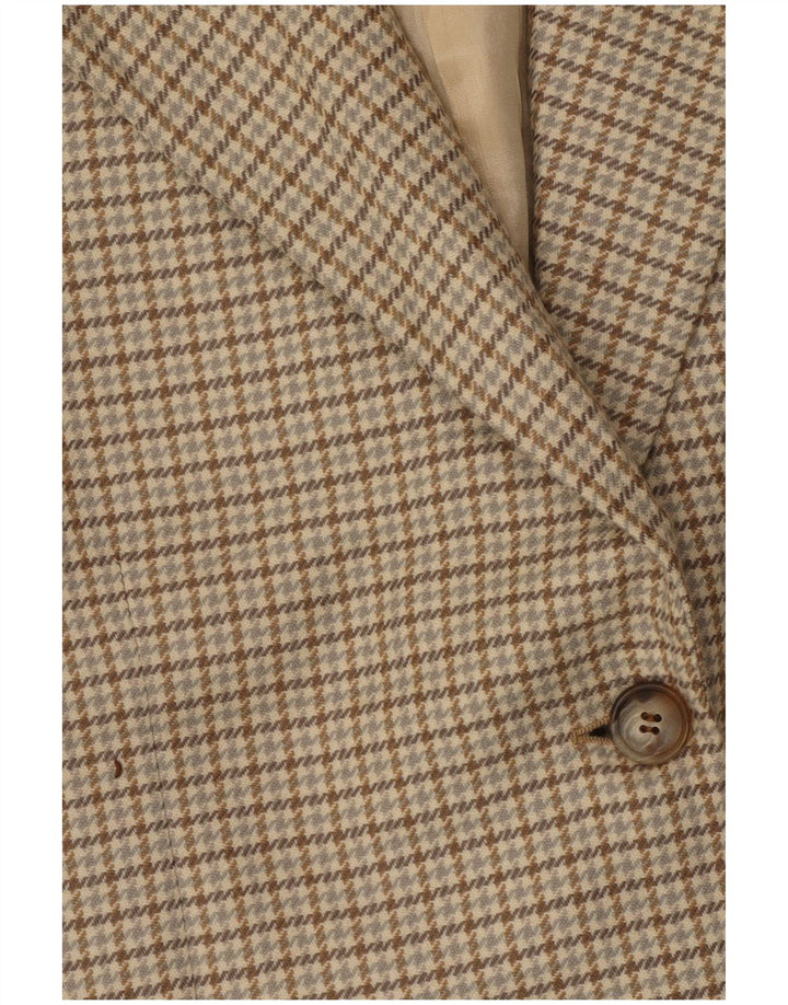 Luisa Spagnoli Chaqueta Blazer de 2 Botones para Mujer IT 48 XL Pata de Gallo Beige