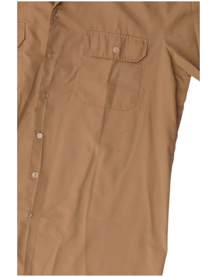 Vintage hombres camisa de manga corta grande beige