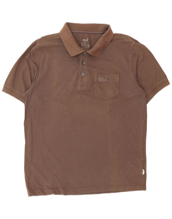 JACK WOLFSKIN Polo Hombre UK 36/38 Marrón Medio Algodón