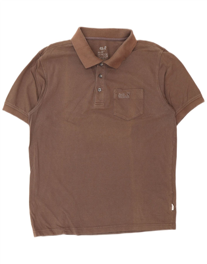 JACK WOLFSKIN Polo Hombre UK 36/38 Marrón Medio Algodón