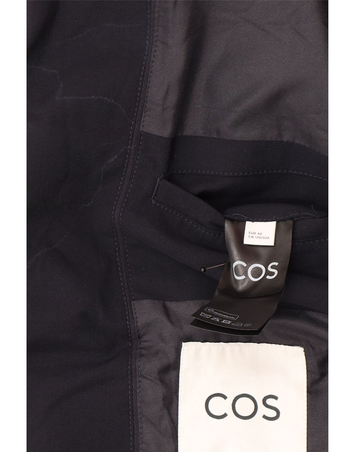 Cos Chaqueta tipo blazer de 2 botones para hombre EU 46 Small Lana azul marino