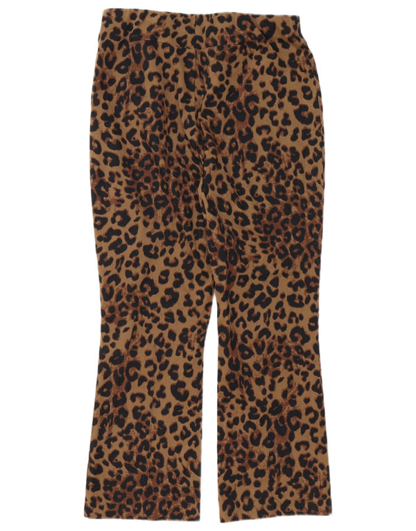 Zara Mujer Pantalón Bootcut Grande W30 L27 Algodón Estampado Animal Marrón