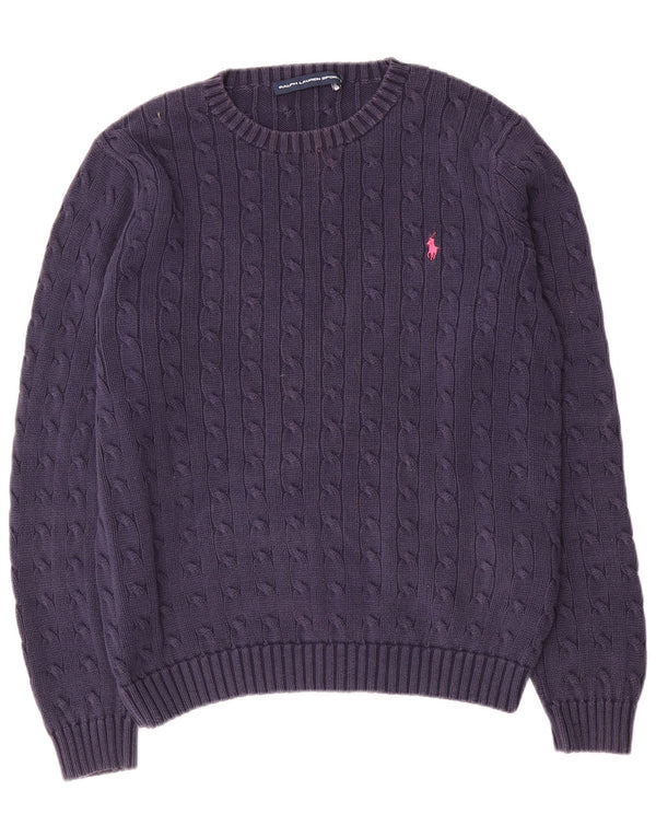 Ralph Lauren - Jersey de cuello redondo para mujer, talla 40, XL, algodón azul marino