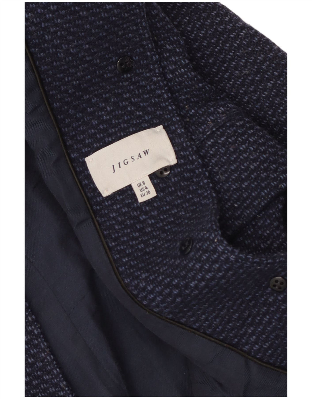 Abrigo Jigsaw para mujer UK 8 Small Azul marino moteado
