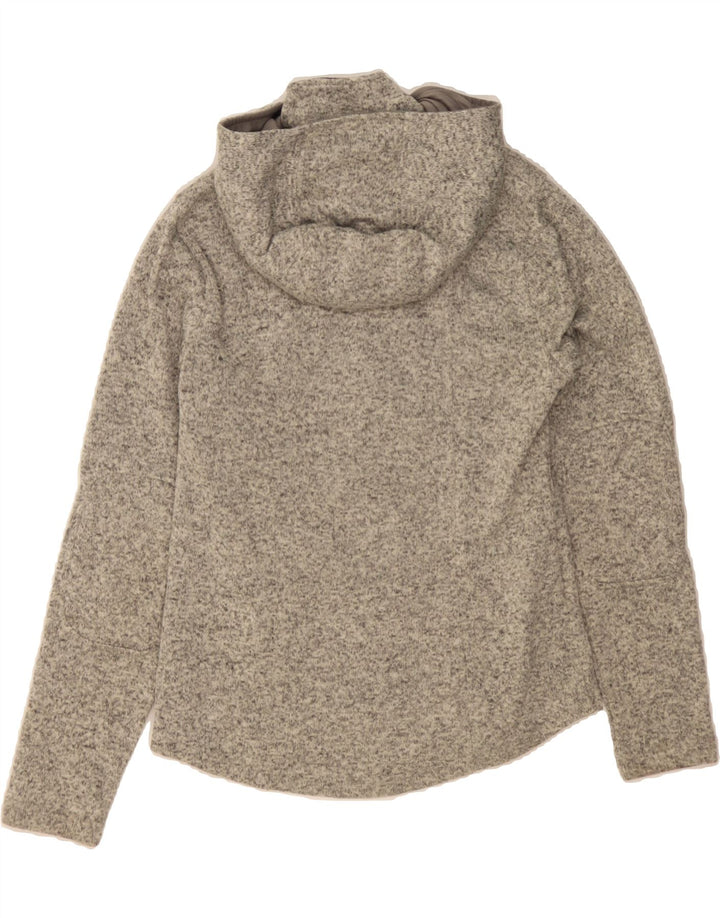 EDDIE BAUER Womens Hooded Bomber Jacket UK 10 Small Grey Flecked Polyester Vintage Eddie Bauer and Second-Hand Eddie Bauer from Messina Hembry 