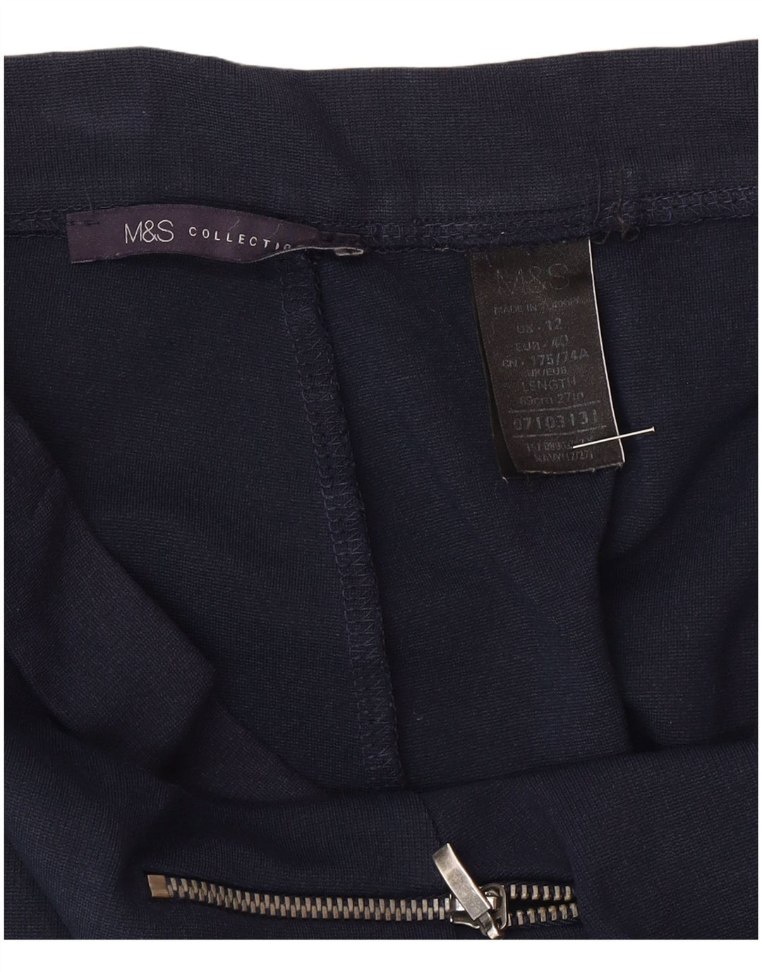 Marks & Spencer Falda midi para mujer UK 12 Medium W30 Poliamida azul marino