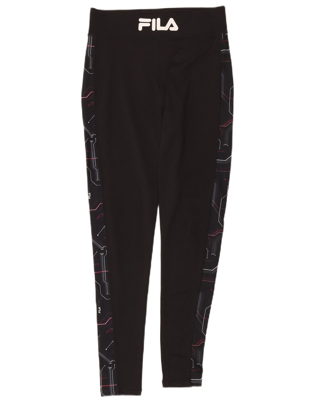 Fila Leggings gráficos para mujer UK 44 Poliéster geométrico negro mediano