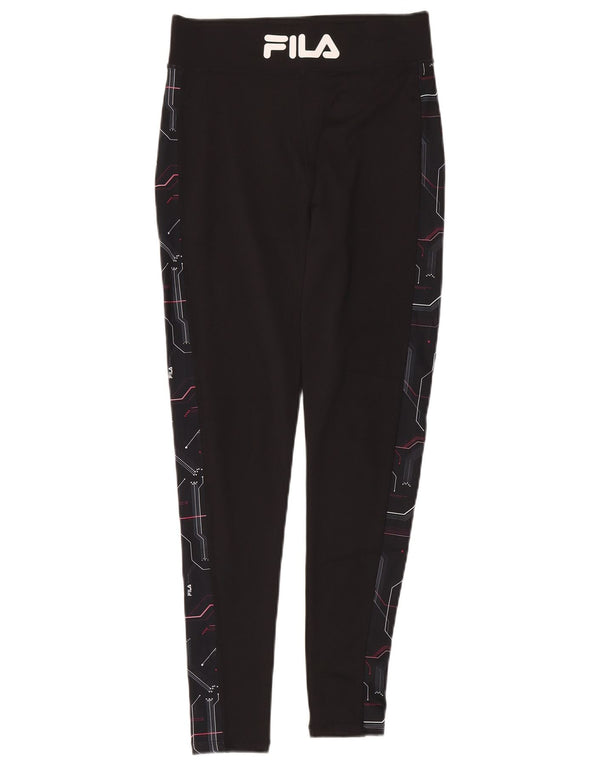 Fila Leggings gráficos para mujer UK 44 Poliéster geométrico negro mediano
