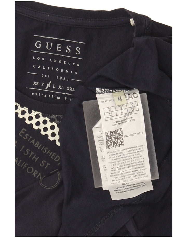 Guess Camiseta Extra Slim Graphic para Hombre Top Medium Azul Marino Algodón