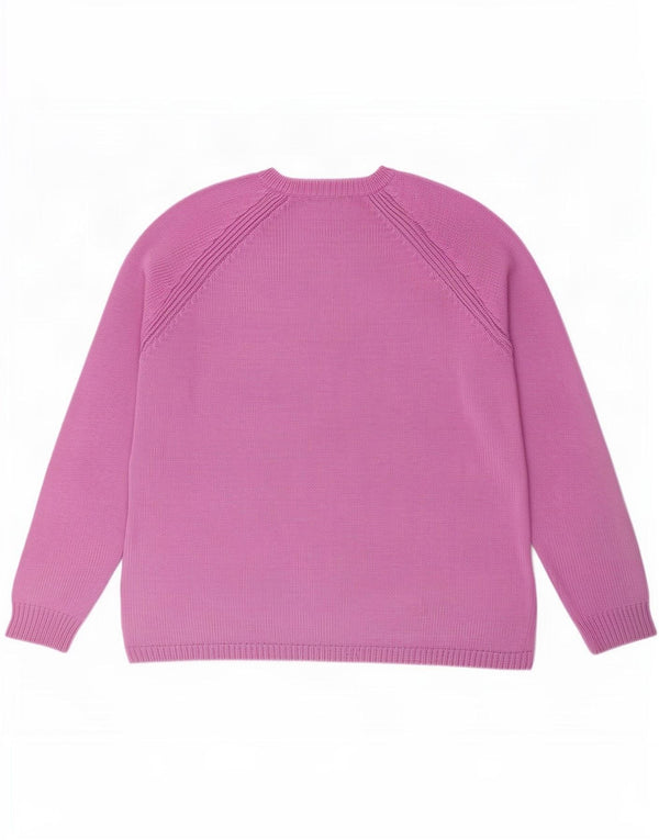 Marks & Spencer Womens V-Neck Jumper Sweater UK 14 Large Purple Cotton