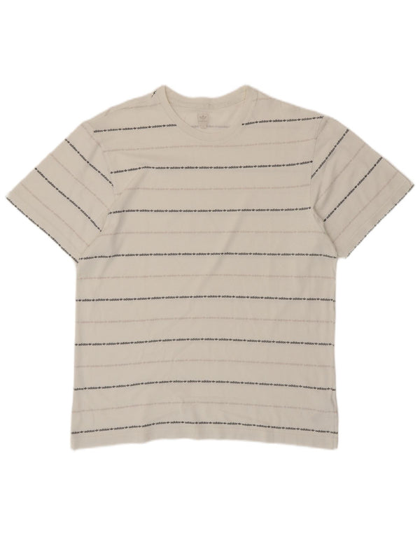 Adidas Camiseta gráfica para hombre Top grande de algodón a rayas blancas