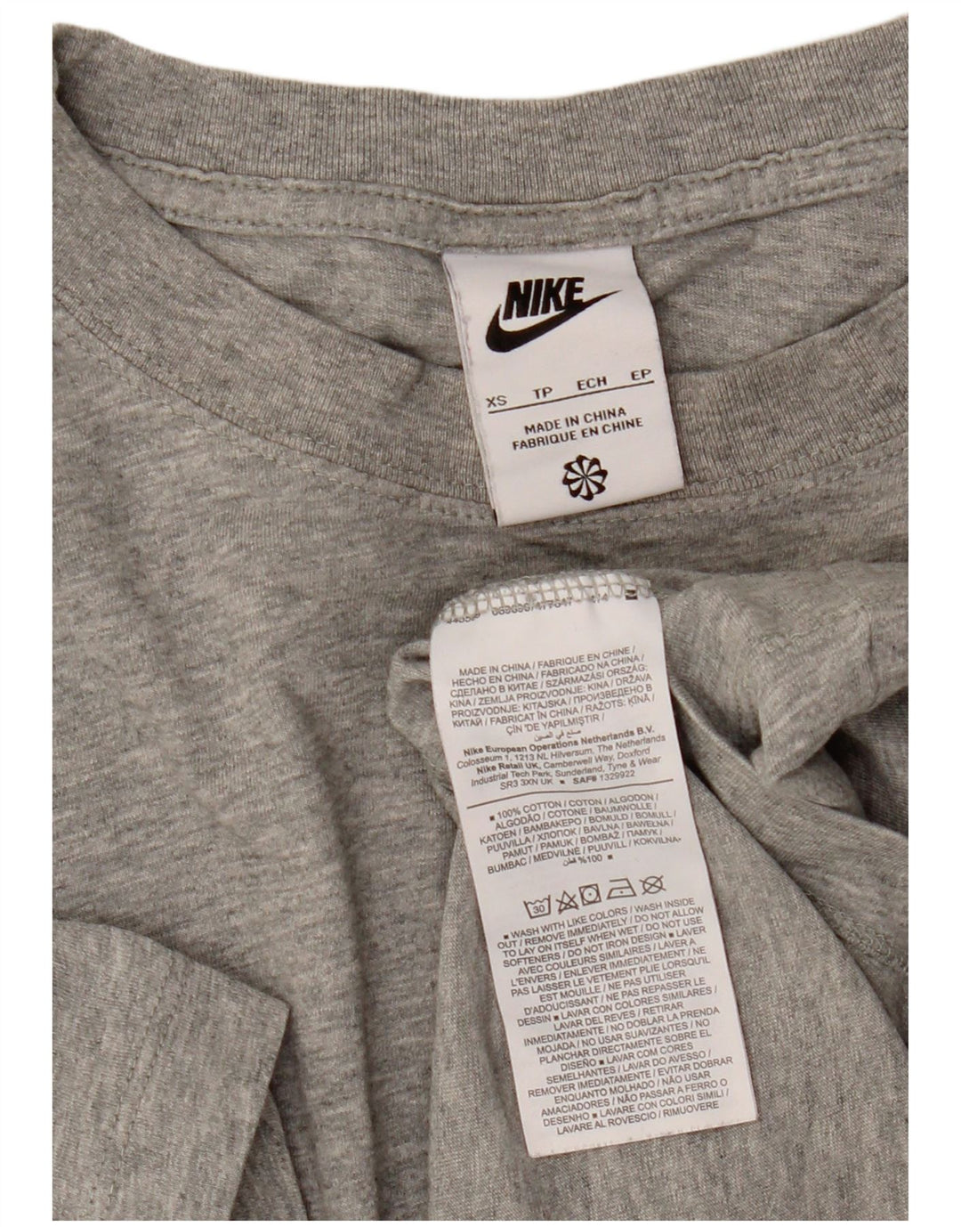 Camiseta Nike Hombre Top XS Algodón moteado gris