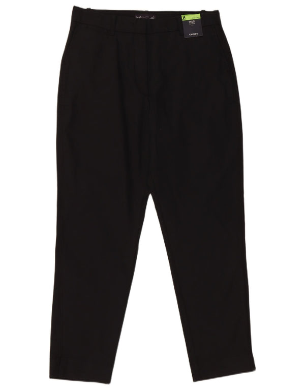Marks & Spencer Pantalones chinos de cintura alta para mujer UK 12 Medium W30 L27 Negro