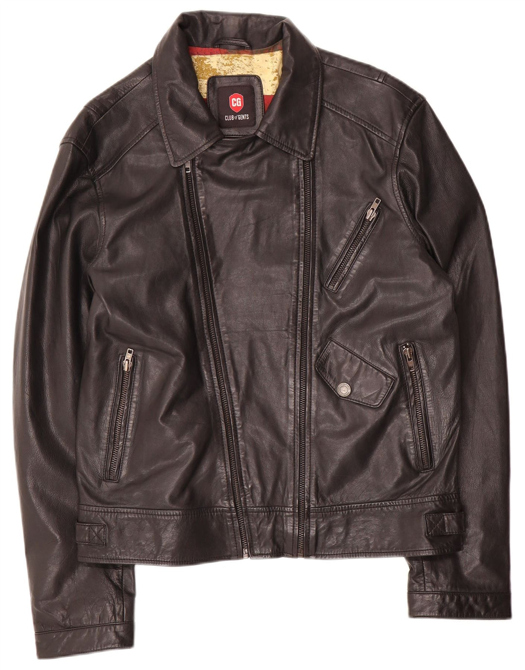 VINTAGE Chaqueta biker de cuero para hombre IT 52 XL Cuero negro