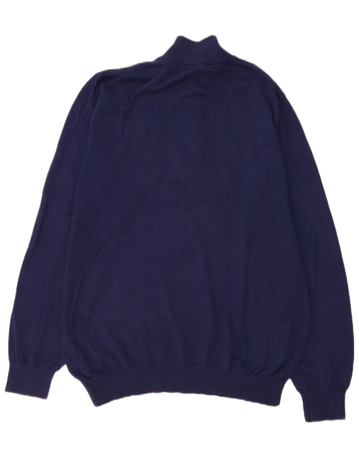 CREW CLOTHING Suéter tipo jersey con cuello y cremallera para hombre 3XL Algodón azul marino