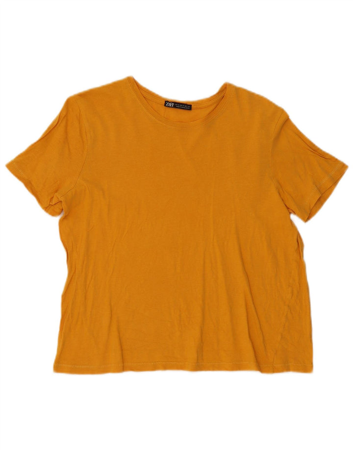 Zara Mujer Camiseta Top UK 44 Medio Amarillo