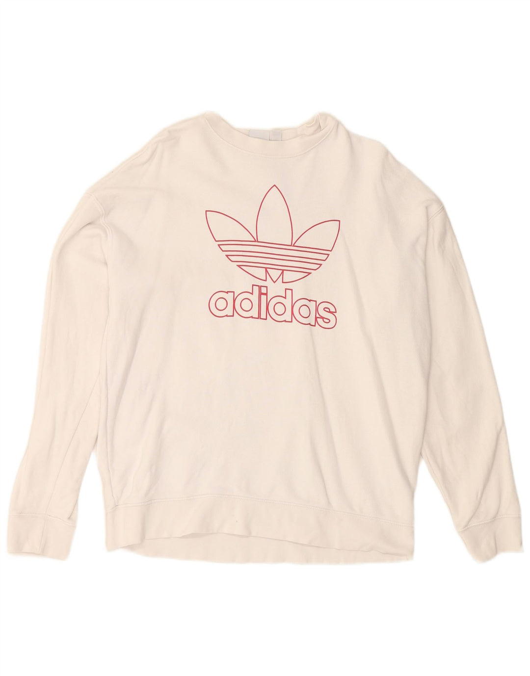 ADIDAS Sudadera gráfica para mujer Jumper UK 14 Grande Algodón blanco