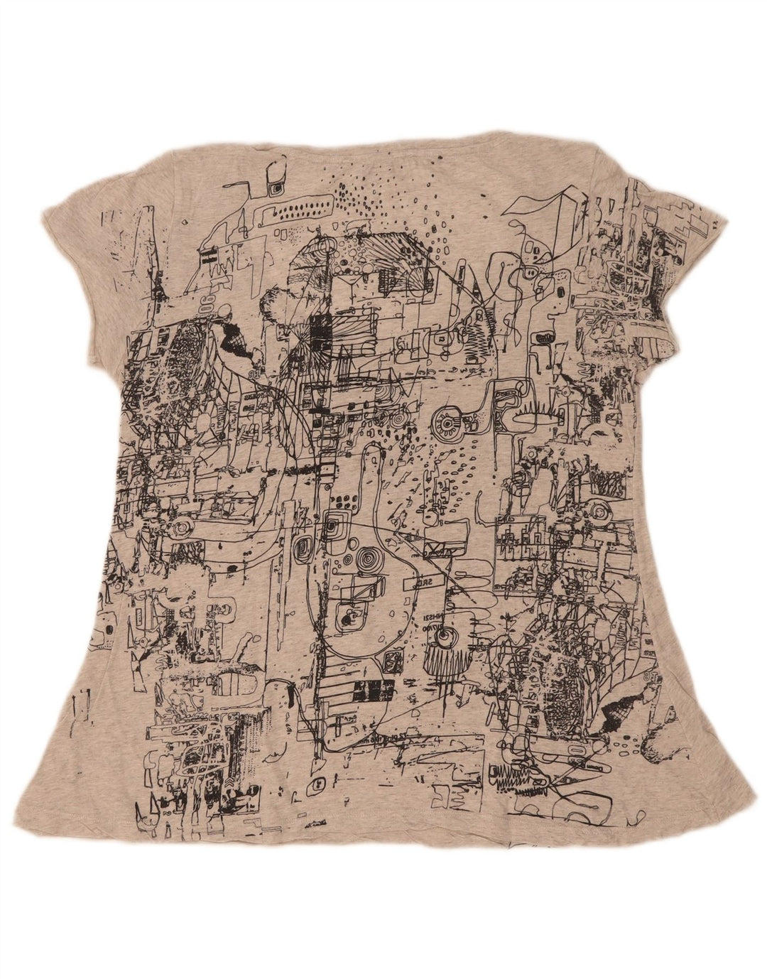 Diesel Camiseta gráfica para mujer Top UK 42 Gris medio moteado