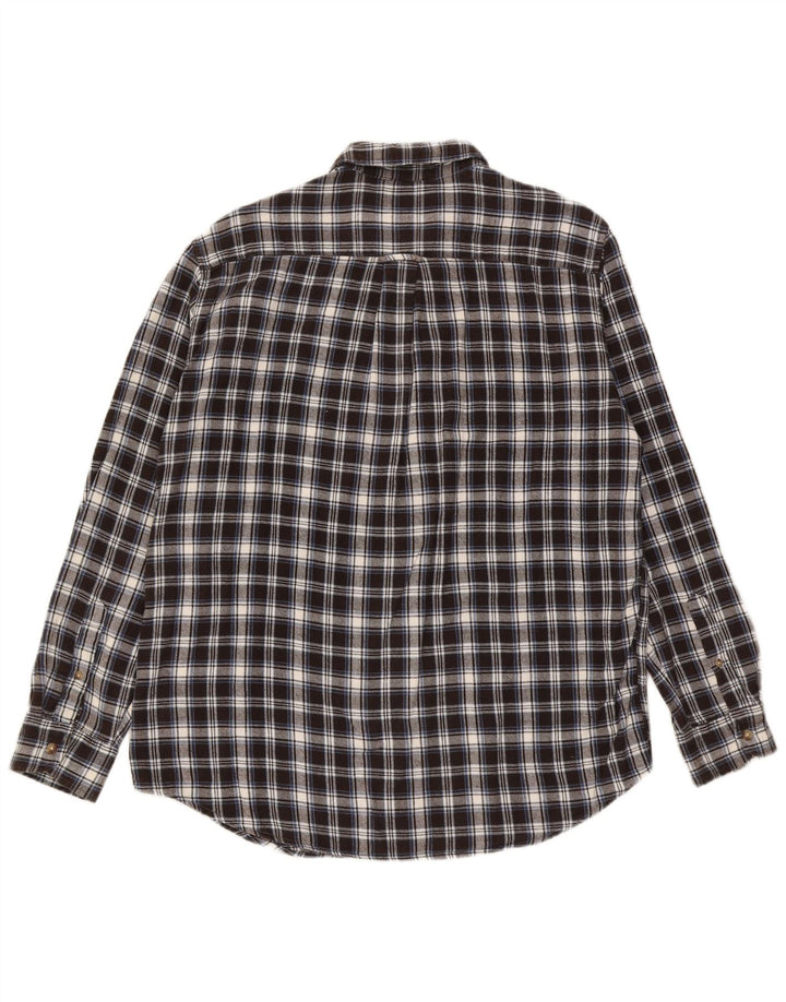 Chaps Camisa de franela para hombre de algodón a cuadros negros grandes