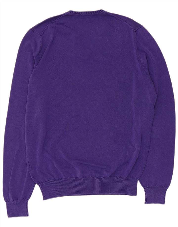 Jersey Massimo Dutti Hombre Cuello Pico Algodón Morado Medio