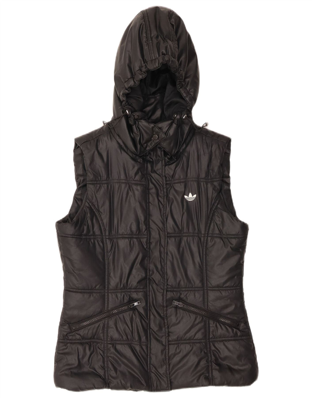 Chaleco acolchado con capucha ADIDAS para mujer IT 40 Pequeño poliéster negro