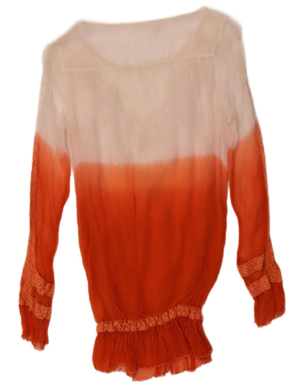 GUESS Blusa transparente para mujer Top UK 10 Small Red Colourblock