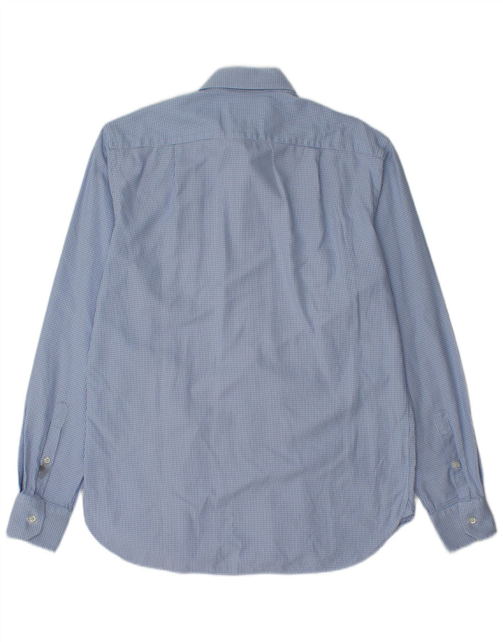 Boggi Camisa personalizada para hombre Talla 40 15 1/2 Algodón de pata de gallo azul medio