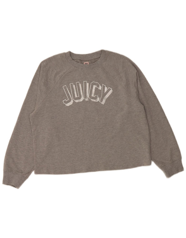 JUICY COUTURE Sudadera gráfica para mujer Jumper UK 40 XL Algodón gris