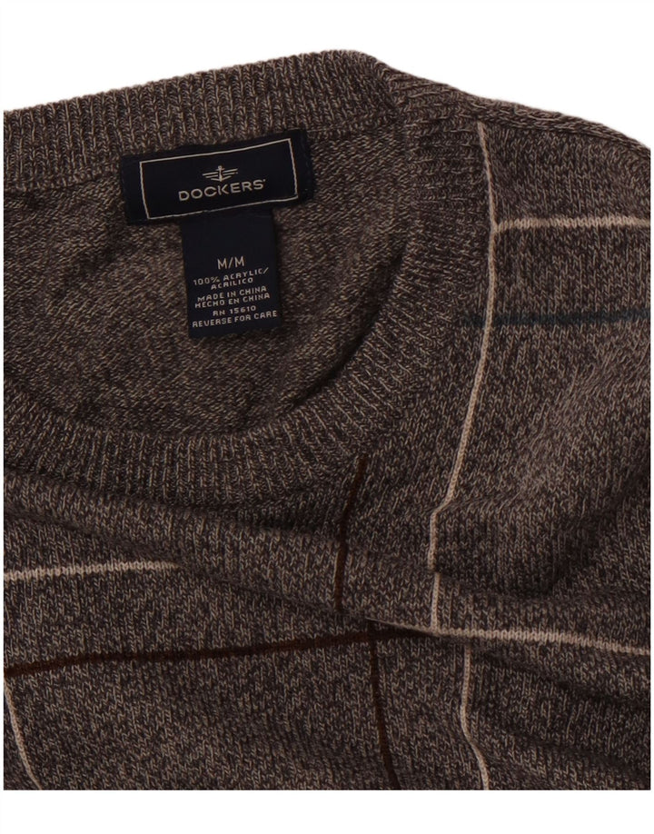 DOCKERS Suéter De Cuello Redondo Para Hombre Acrílico A Cuadros Gris Medio