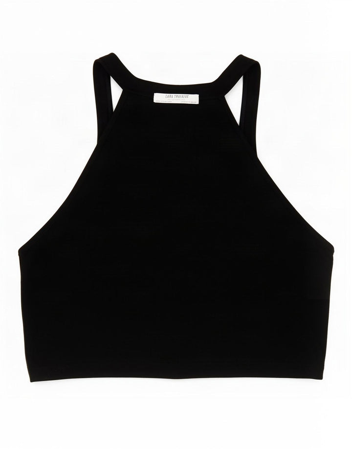 Zara Mujer Crop Halter Top UK 8 Small Negro