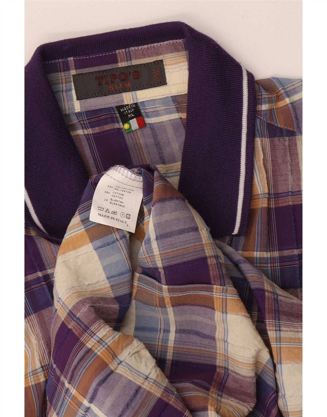 Tipo' S Camisa slim de manga corta para hombre XL Algodón a cuadros multicolor