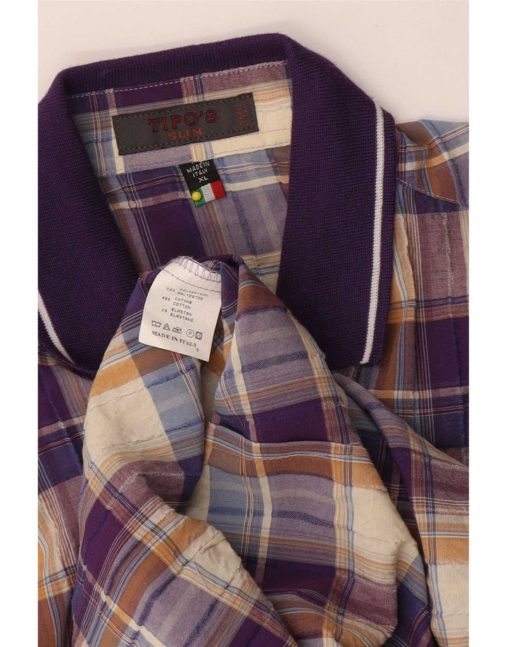 Tipo' S Camisa slim de manga corta para hombre XL Algodón a cuadros multicolor