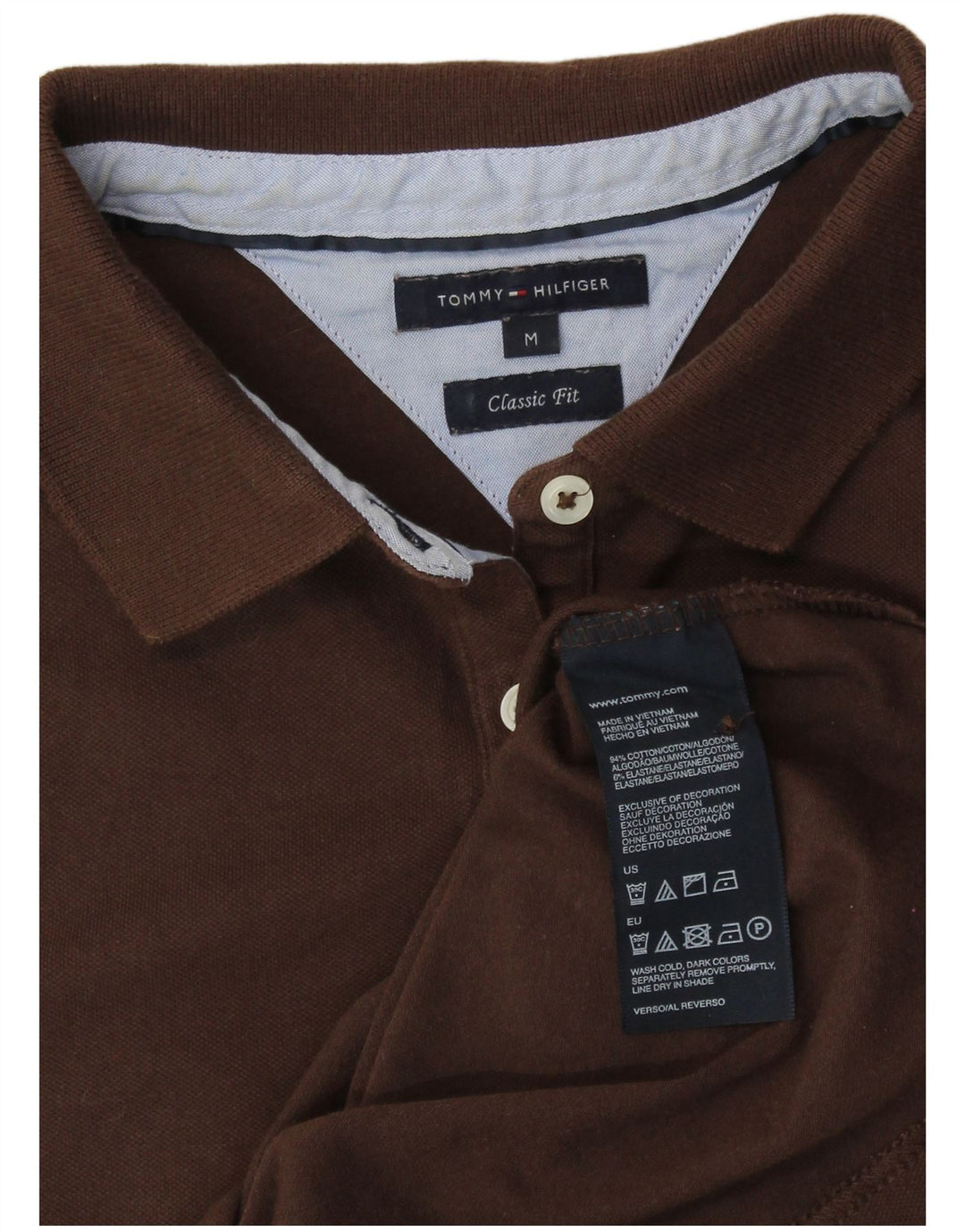 TOMMY HILFIGER Polo de ajuste clásico para mujer UK 42 Algodón marrón medio