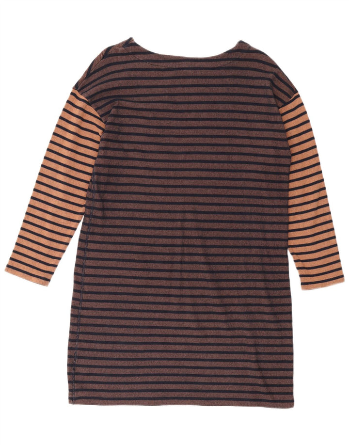 WHITE STUFF Vestido tubo de manga larga para mujer UK 44 Grande Marrón Rayas