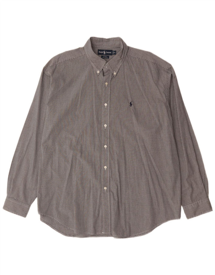 Ralph Lauren Camisa Blake para hombre XL Algodón a cuadros gris