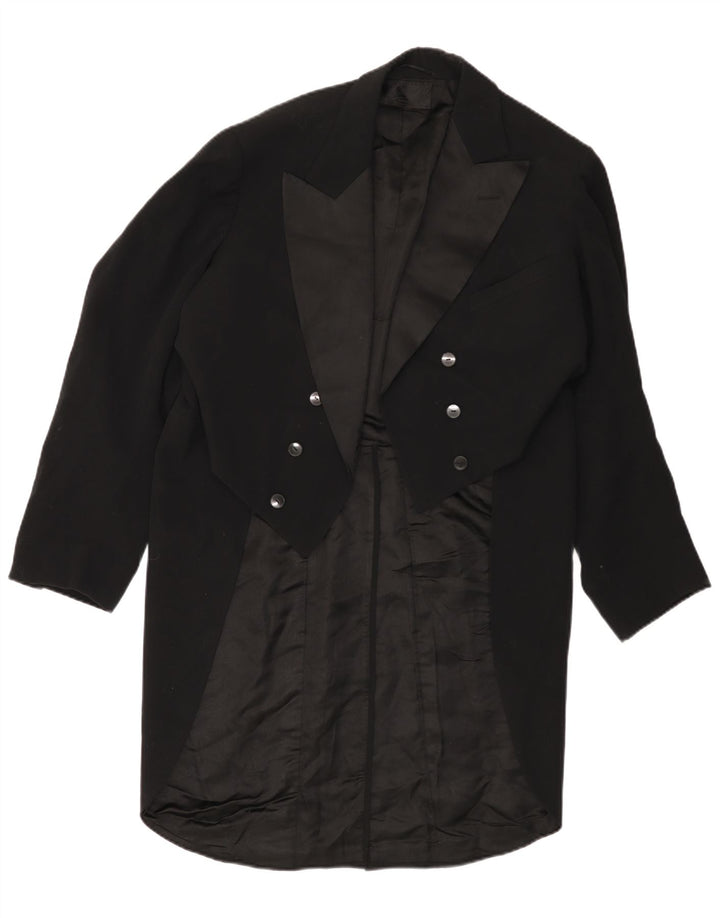 VINTAGE Hombres Tailcoat Blazer Chaqueta Reino Unido 38 Medio Negro