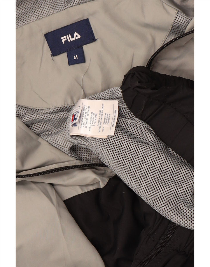 FILA Chaqueta impermeable con capucha para hombre UK 38 Poliéster color block gris medio