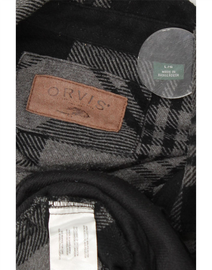 Camisa de franela Orvis para hombre Algodón a cuadros gris grande