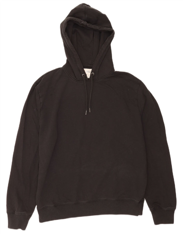 Marks & Spencer Jersey con capucha para hombre, talla mediana, algodón negro