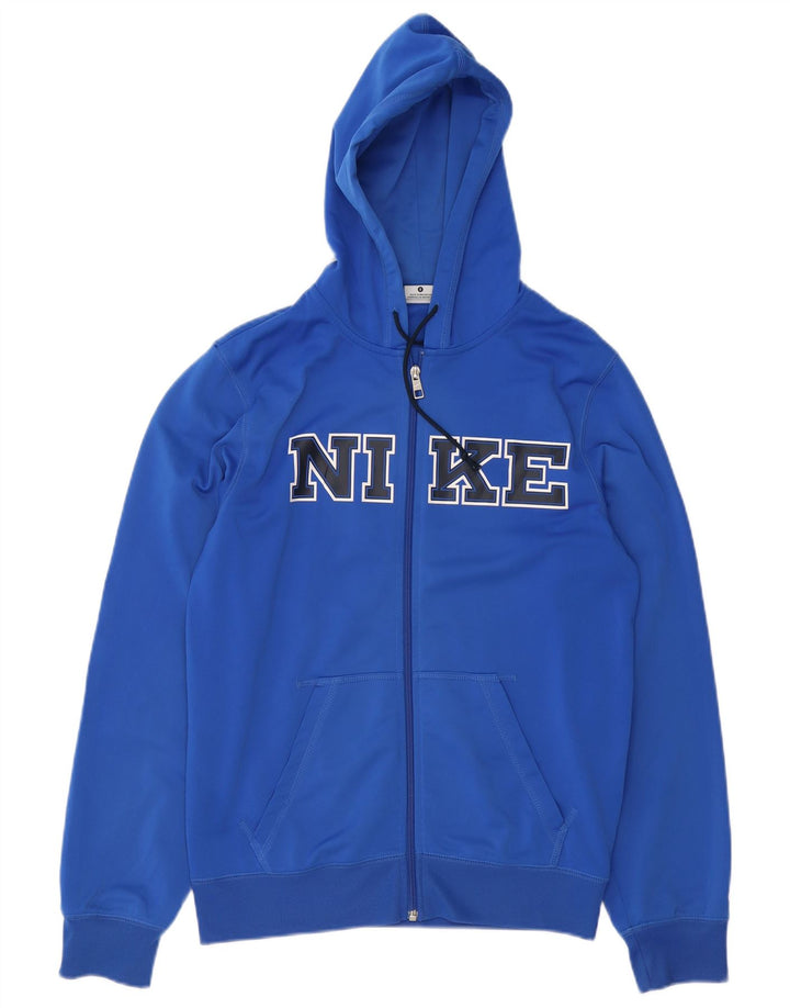 Nike Sudadera con capucha y cremallera gráfica para hombre, talla pequeña, poliéster azul