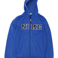 Nike Sudadera con capucha y cremallera gráfica para hombre, talla pequeña, poliéster azul