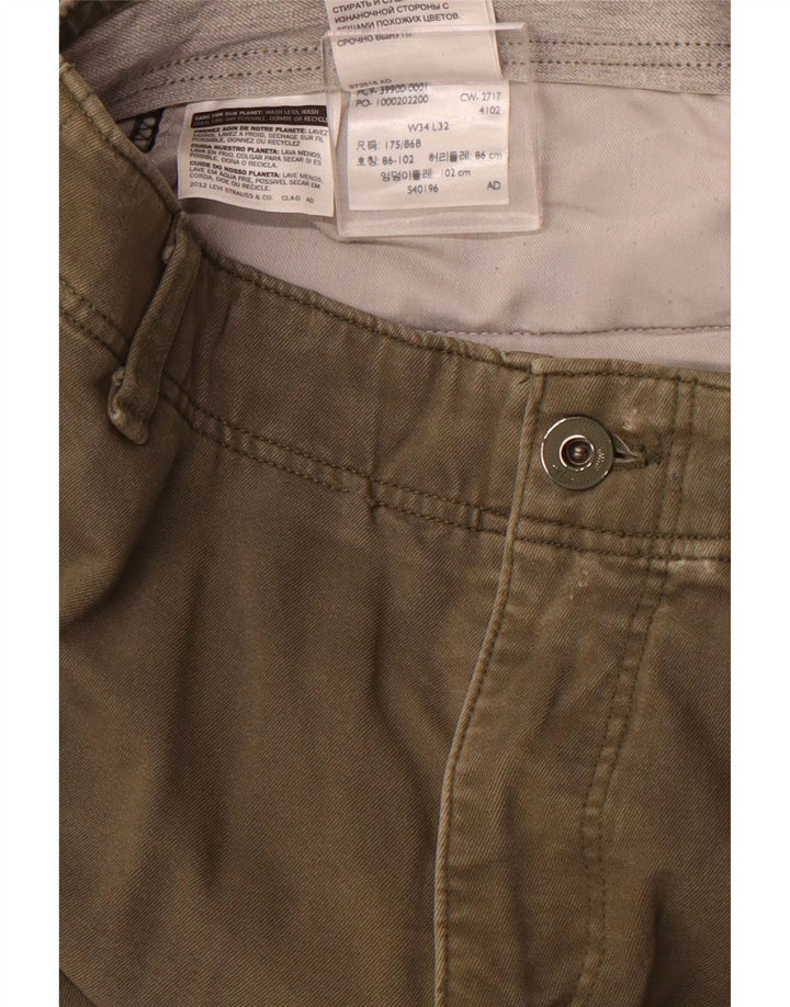 DOCKERS Pantalones chinos ajustados para hombre W34 L32 Algodón caqui